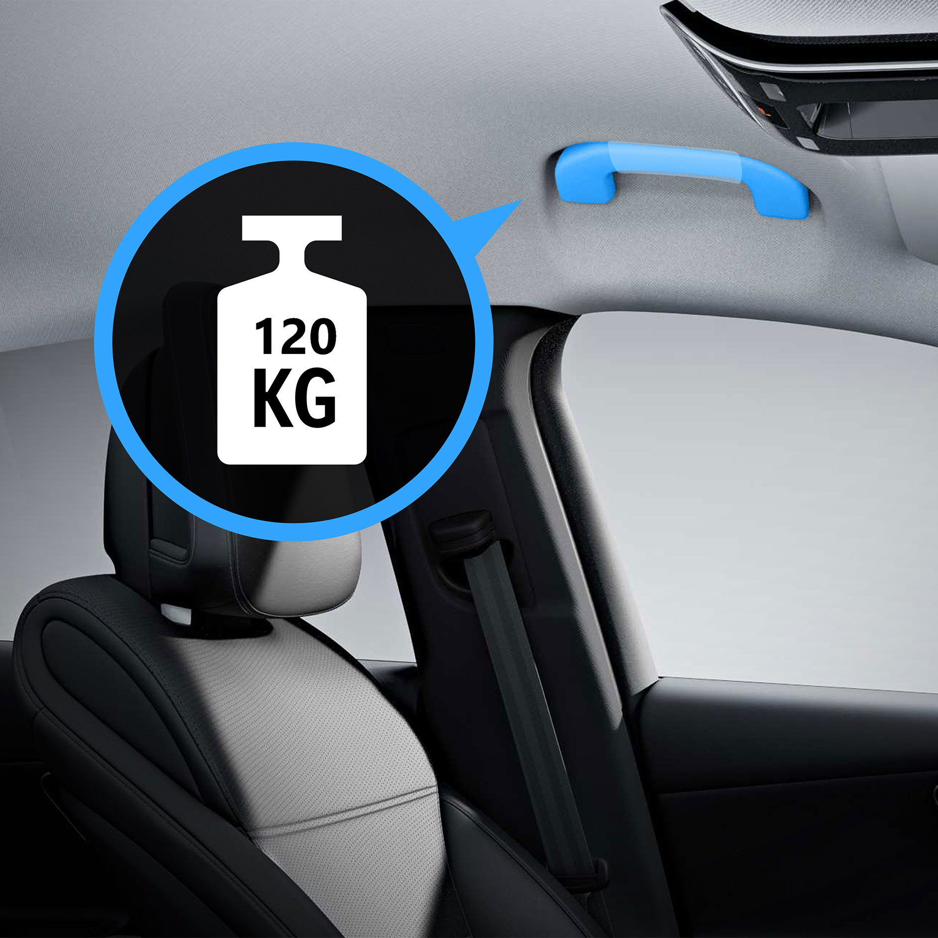 Zesílené komfortní držadlo | Pomůcky pro jízdu | Mercedes-Benz Znázornění zesíleného komfortního držadla Mercedes-Benz.