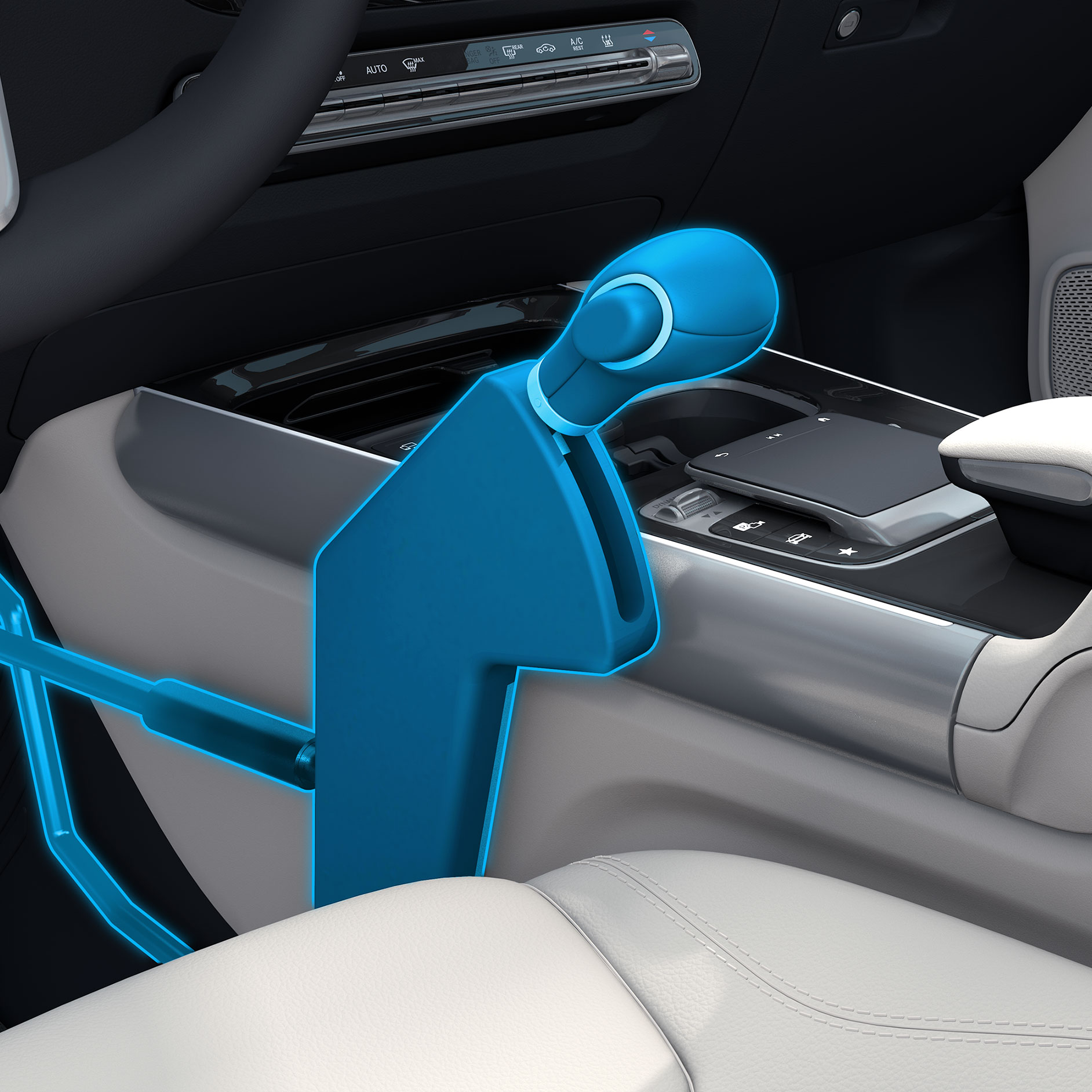 Zařízení pro ruční ovládání Easy Speed | Pomůcky pro jízdu | Mercedes-Benz Detailní pohled na zařízení pro ruční ovládání Easy speed v kombinaci s vozidlem vhodným pro invalidy.