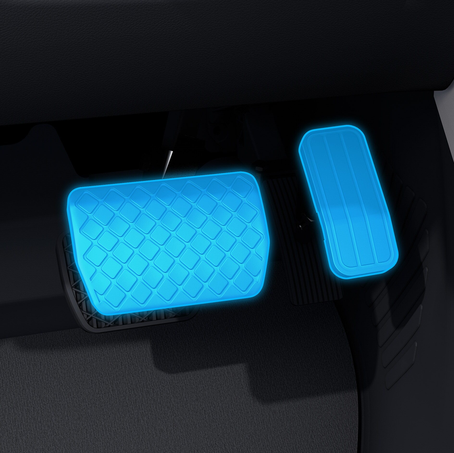 Přípravek pro zvýšení pedálů | Pomůcky pro jízdu | Mercedes-Benz Detailní pohled na přípravek pro zvýšení pedálů v kombinaci s vozidlem vhodným pro invalidy.